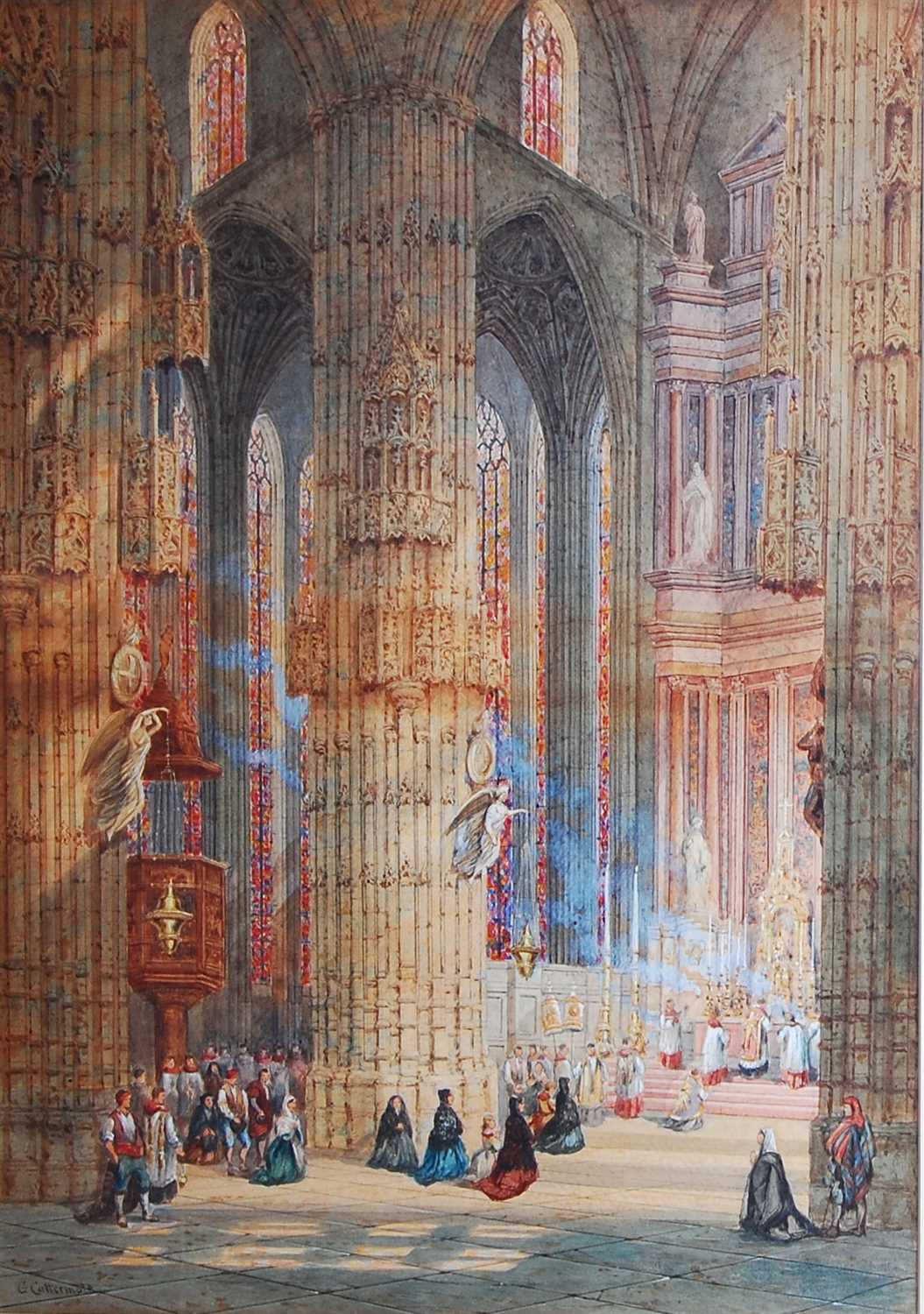 Lot 1453 - George Cattermole (1800-1868) - Cathedral...