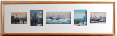 Lot 1495 - Frank Norie - A group of five maritime studies,...