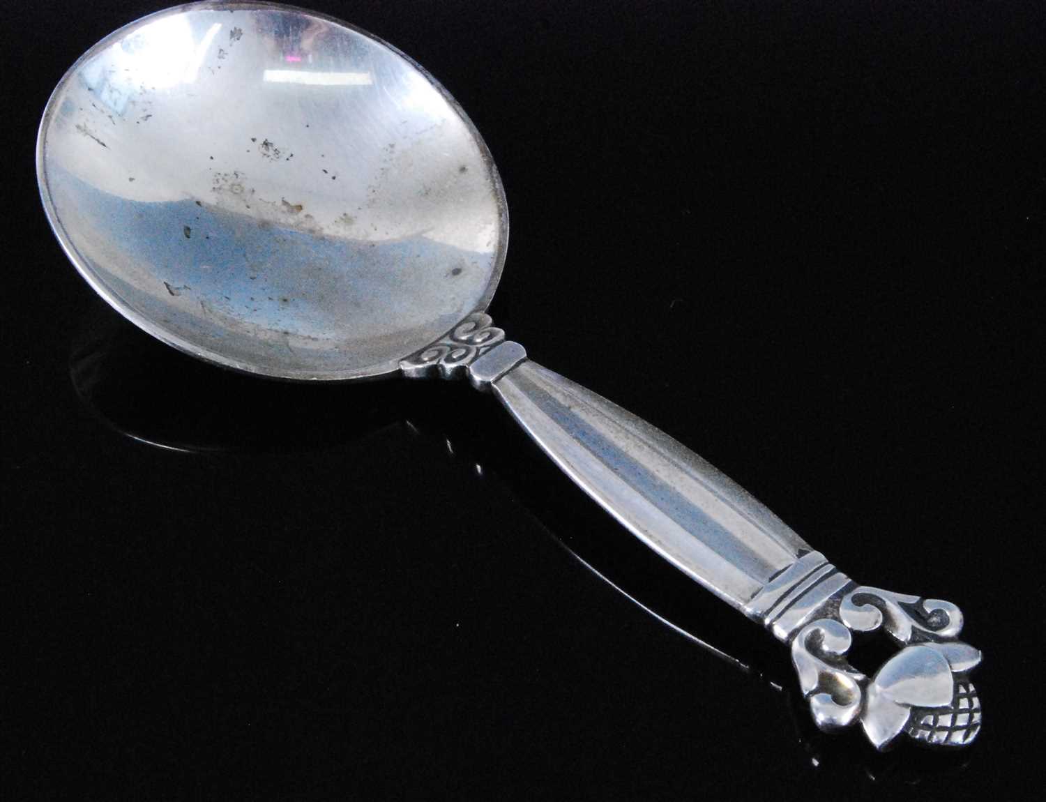 Lot 1143 - A Georg Jensen silver caddy spoon
