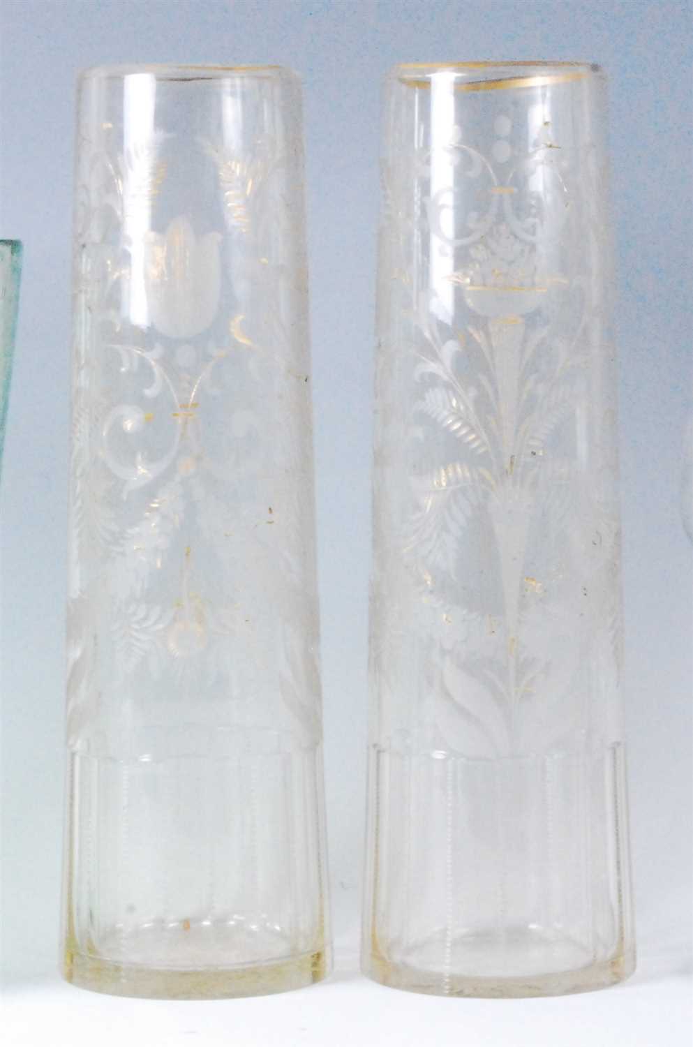 Lot 1104 - A pair of Victorian acid etched and thumb-cut...
