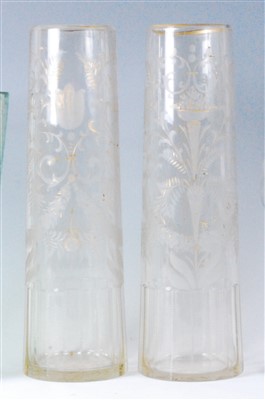 Lot 1104 - A pair of Victorian acid etched and thumb-cut...