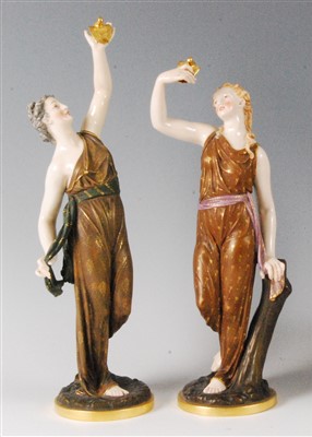 Lot 1091 - A pair of Royal Worcester porcelain figurines...