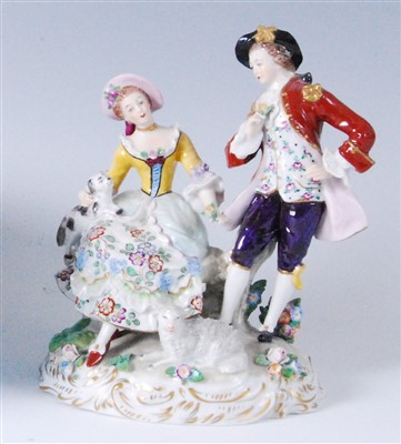 Lot 1060 - A Sitzendorf porcelain figure group as a...