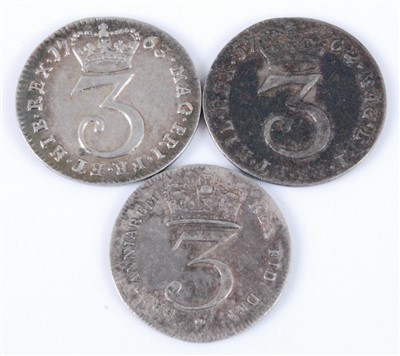 Lot 2029 - Great Britain, Three Maundey Money 3d coins