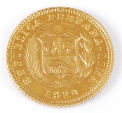 Lot 2048 - Peru, 1922 gold 1/5 Libra