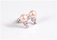 Lot 2631 - A pair of 9ct white gold cultured pearl and...