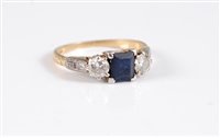 Lot 2660 - An 18ct sapphire and diamond ring, the square...