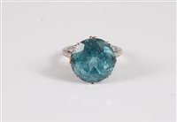 Lot 1293 - An 18ct aquamarine single stone ring, the...