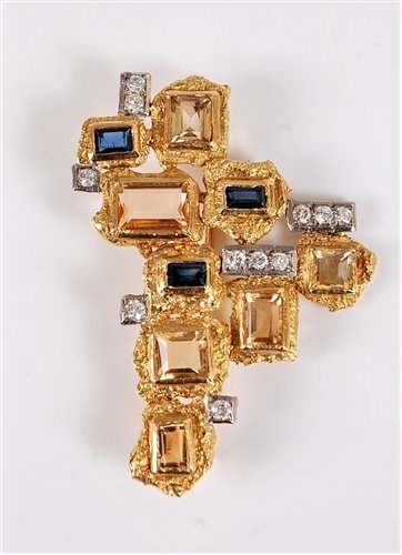 Lot 264 - A gemset pendant/brooch by Charles de Temple,...