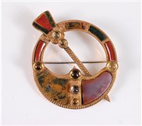 Lot 1302 - A twentieth century Scottish agate brooch, the...