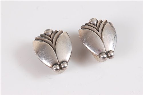 Lot 263 - A pair of silver earrings by Harald Nielsen...