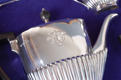 Lot 1195 - A late Victorian silver four-piece tea and...