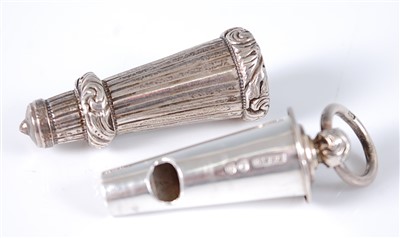 Lot 1196 - A mid-Victorian silver whistle, in silver...