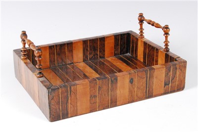 Lot 1347 - A circa 1830 rosewood and satinwood small tray,...