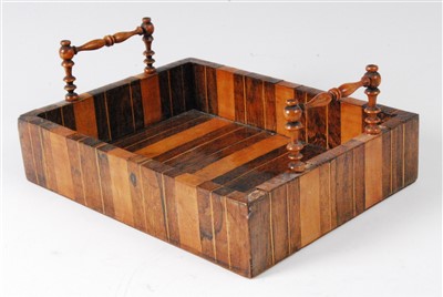 Lot 1347 - A circa 1830 rosewood and satinwood small tray,...