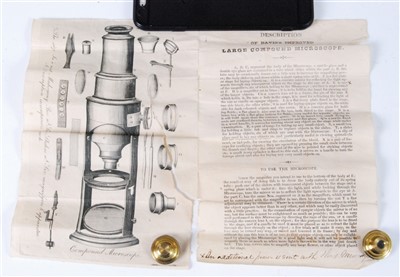 Lot 1393 - A Davis's Improved large compound microscope,...