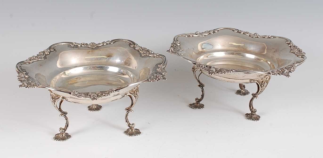 Lot 1201 - A pair of Edwardian silver comports, each...