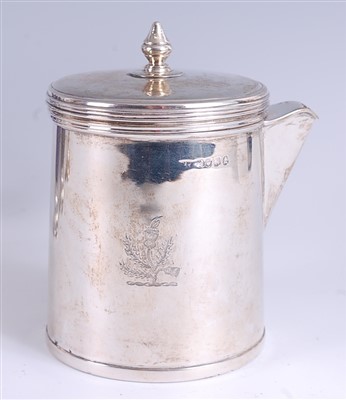 Lot 1208 - A George IV silver chocolate pot, having...