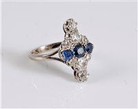 Lot 1240 - An early 20th century 18ct sapphire and...