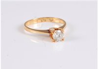 Lot 1311 - A 22ct diamond solitaire ring, the round...