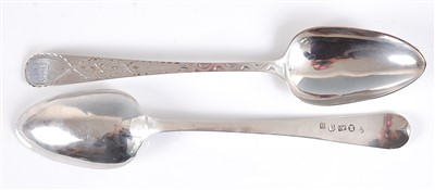 Lot 1174 - A pair of George III silver tablespoons, in...