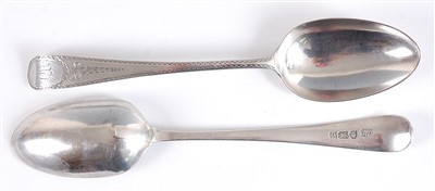 Lot 1175 - A pair of George III silver tablespoons, in...
