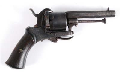 Lot 166 - A 19th century Belgian six shot pin fire revolver