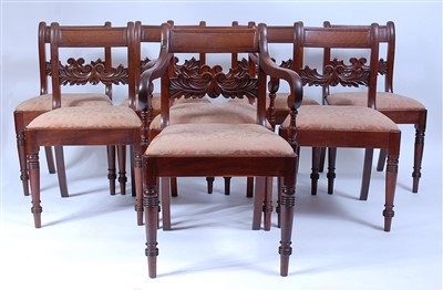 Lot 1570 - A set of seven circa 1830 mahogany barback...