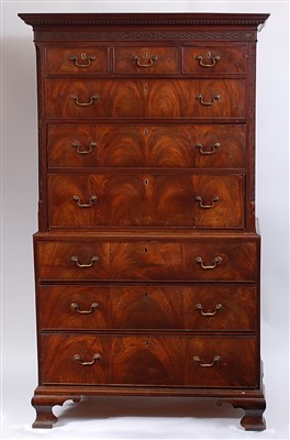 Lot 1607 - A George III mahogany secretaire...