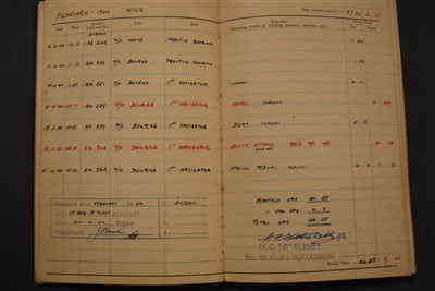 Lot 216 - A WW II R.A.F. Observer's and Air Gunner's Flying Log Book