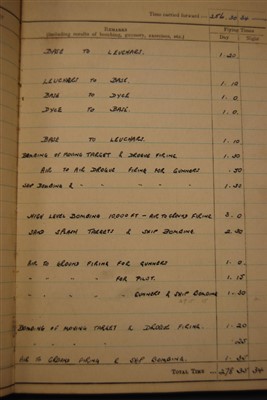 Lot 216 - A WW II R.A.F. Observer's and Air Gunner's Flying Log Book