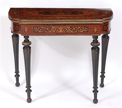 Lot 1589 - A 19th century amboyna and marquetry inlaid...