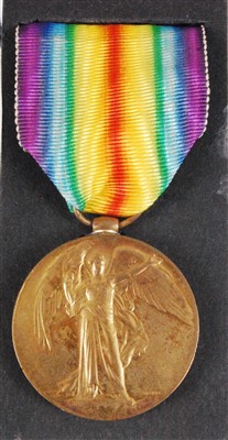 Lot 252 - A WW I Victory medal, naming 22335 PTE. T.W. DEBBAGE. NORF. R.