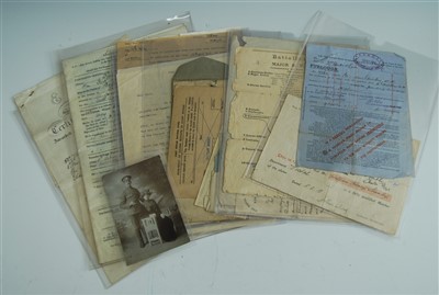 Lot 122 - A collection of early 20th century service documents and ephemera