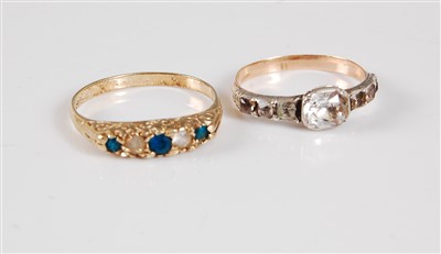 Lot 309 - Two gemset rings, a 9ct and silver blue and...