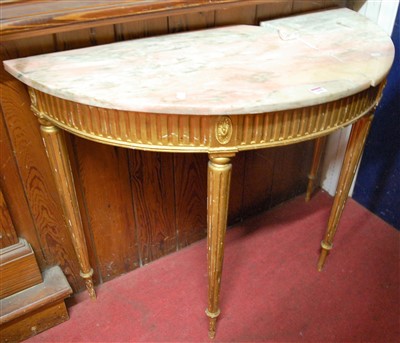 Lot 1090 - A circa 1900 French gilt wood and marble...