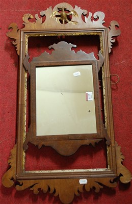 Lot 1127 - A small 19th century fret carved wall mirror,...