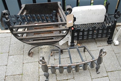 Lot 1160 - Two black painted cast iron slatted fire...