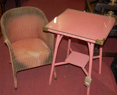 Lot 1195 - An early 20th century Lloyd Loom style pink...