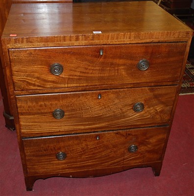 Lot 1206 - A mid-19th century mahogany chest of three...