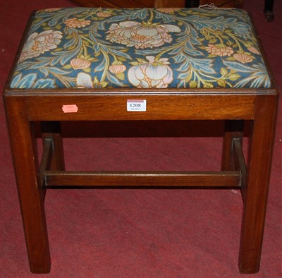 Lot 1208 - A Georgian style mahogany plain dressing stool,...