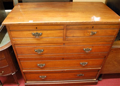 Lot 1225 - An Edwardian walnut square front chest of two...