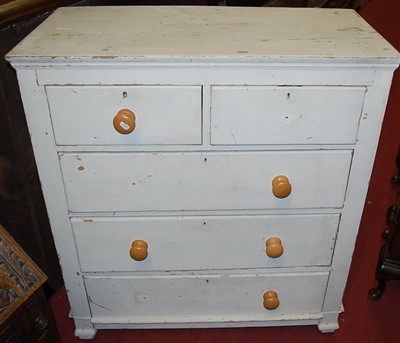 Lot 1232 - A Victorian white painted pine chest of two...