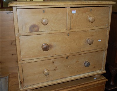 Lot 1248 - A Victorian pine round cornered chest of two...