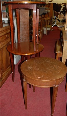 Lot 1332 - A pair of mahogany circular occasional tables,...