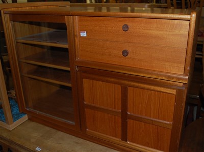 Lot 1336 - A 1970s Nathan teak low media unit, w.100cm