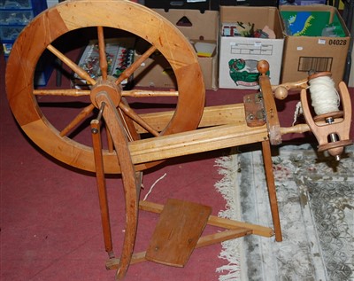 Lot 1362 - A contemporary beech spinning wheel