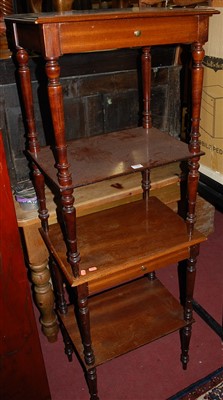 Lot 1363 - A pair of mahogany single drawer two-tier...