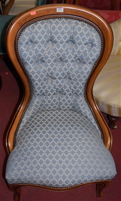 Lot 1376 - A Victorian mahogany buttonback nursing chair;...