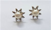 Lot 351 - A pair of white gold cultured pearl ear studs,...
